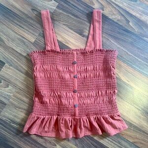 Tank top with ruffle on bottom